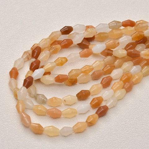 Natural Yellow Aventurine Faceted Rhombus Beads Spindle Shape Stone Loose Beads For DIY Bracelet Necklace Jewelry Making