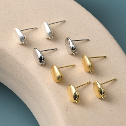 Unregelmäßige Kaffeebohnen Ohrstecker Mit Aufhängeschlaufe DIY Schmuckherstellung Zubehör Kupfer Galvanisiert Silber Ohrringpfosten Damen Handgefertigtes Material