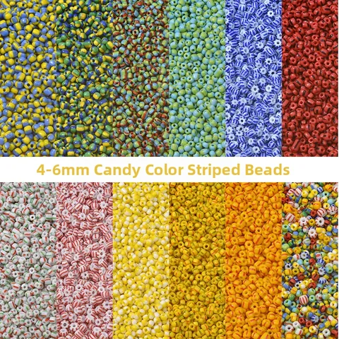 Striped Candy Colored Glass Seed Beads Loose Spacer Beads For DIY Bracelet Necklace Jewelry Making Handmade Craft Accessory