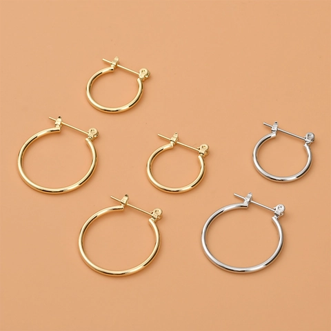 Orecchini a Cerchio in Rame Placcati Oro 14K Fai da Te Minimalisti Tondi Componenti per Gioielli da Donna Accessori Moda
