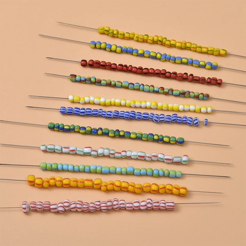 Cuentas de Semilla de Vidrio Rayadas Color Caramelo Cuentas Espaciadoras Sueltas para Pulsera Collar DIY Joyería Artesanía Manual