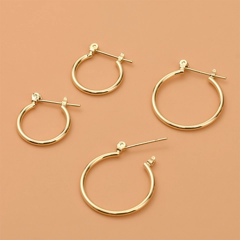Orecchini a Cerchio in Rame Placcati Oro 14K Fai da Te Minimalisti Tondi Componenti per Gioielli da Donna Accessori Moda