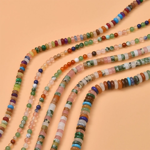Mixed Natural Stone Loose Beads Round Abacus Spacer Beads DIY Jewelry Making Material For Bracelet Necklace Earring Strand