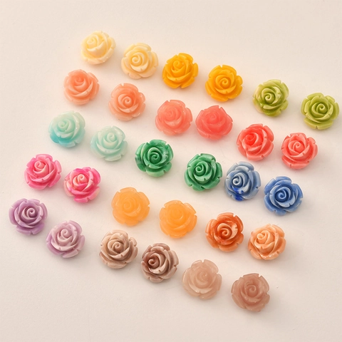 12mm Rosenblüten Perlen Für DIY Armband Halskette Ohrringe Herstellung Schmuckzubehör Muschel Harz Floral Geschnitzte Perlen