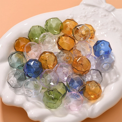 Faceted Glass Bubble Beads 16mm Large Hole Transparent Crystal Style Spacers For DIY Jewelry Making Earrings Necklace