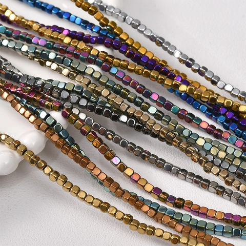 Vergulde Hematiet Kubus Kralen Voor DIY Sieraden Maken Metalen Losse Steenkralen Voor Armband Ketting Accessoires