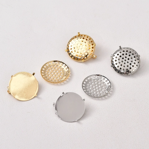 Base per Spilla a Rete Rotonda in Rame Placcato Oro Argento Per Creazione Gioielli Fai-da-te Componenti per Spille