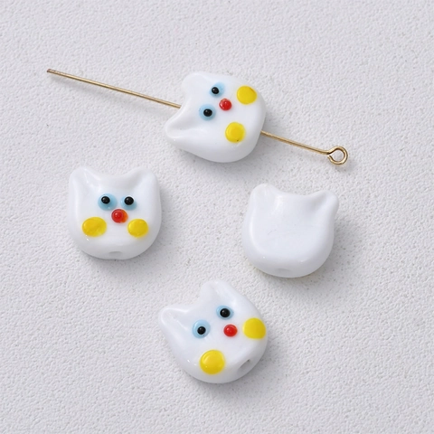 Handmade Cartoon Cat Glass Beads For DIY Jewelry Making Cute Animal Shaped Spacers For Bracelet Necklace Earring Accessory