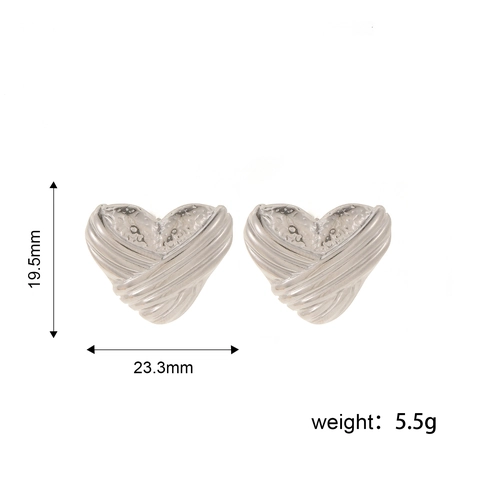 Vintage Stainless Steel Earrings For Women Gold Plated Rhombus Grid Hoop Earrings Heart Flower Stud Jewelry Accessories