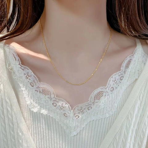 Minimalistische Edelstahl Vergoldete Schlichte Gliederkette Halskette Für Damen DIY Choker Mode Schmuck Tägliches Zubehör