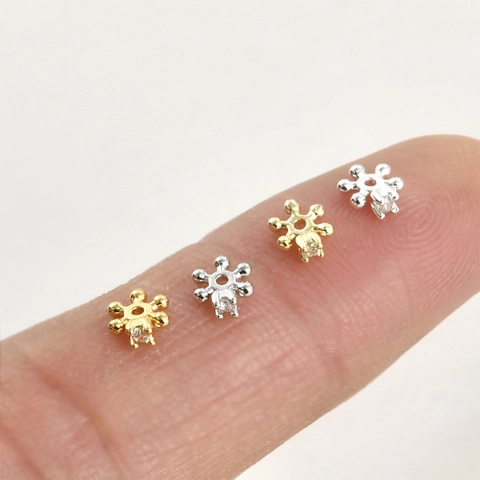 Copper Zirconia Snowflake Spacer Beads Flower Petal Bead Caps For DIY Jewelry Making Necklaces Bracelets 14K 18K Gold Plated Accessories