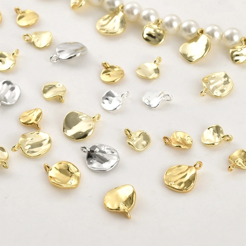 Colgantes de Cobre Martillado Orgánico Irregular para Hacer Joyas DIY Chapado en Oro 14K 18K Plata Hoja Redonda