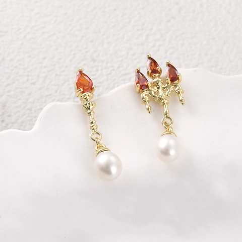 14K Gold Plated Copper Zirconia Pearl Stud Earring Findings For DIY Jewelry Making Handmade Earrings Components Women