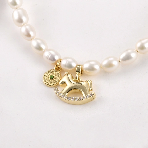 14K Gold Plated Copper Zirconia Rocking Horse Pendant DIY Jewelry Making Charms For Necklace Bracelet Earring Accessories