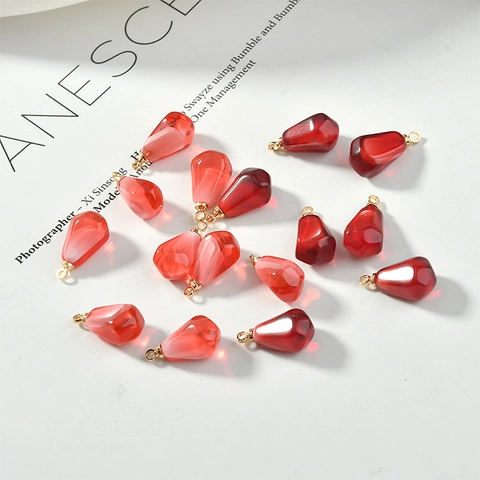 Resin Pomegranate Seed Fruit Pendants With Copper Cap For DIY Jewelry Making Japanese Style Earring Necklace Charms Accessories