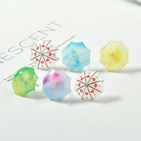 Cute Dreamy Acrylic Umbrella Charms Heart Gradient Designs For DIY Jewelry Earring Making Accessories With Artificial Pearl