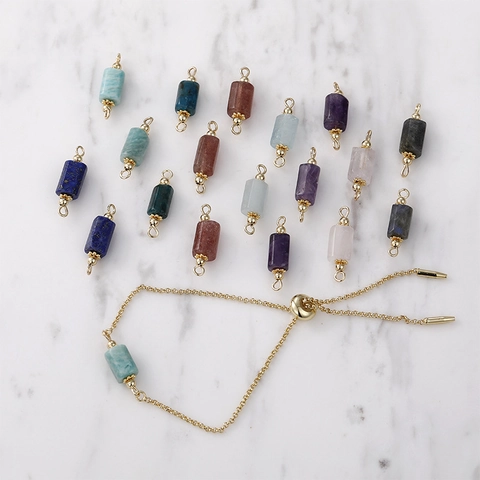 Connettori per Pendenti a Colonna in Pietra Naturale Rame Placcati Oro 14K per Bracciali Orecchini DIY Creazione di Gioielli Accessori Fatti a Mano
