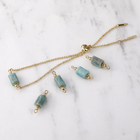 Connettori per Pendenti a Colonna in Pietra Naturale Rame Placcati Oro 14K per Bracciali Orecchini DIY Creazione di Gioielli Accessori Fatti a Mano