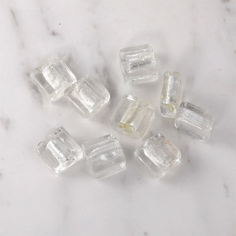 Vintage Handmade Lampwork Glass Square Beads With Foil Interior Loose Spacer Beads For DIY Jewelry Making Necklaces Bracelets