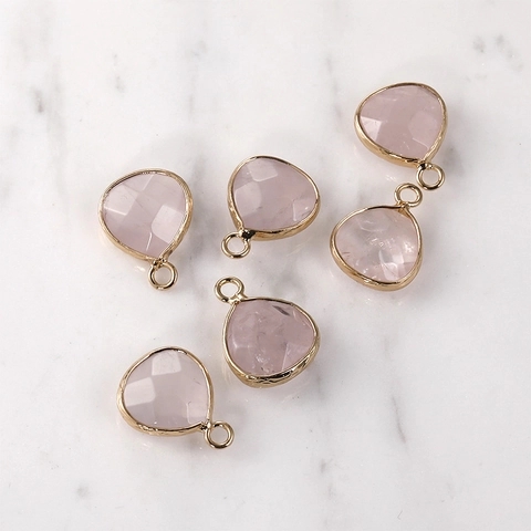 Natural Crystal Stone Teardrop Faceted Pendant With Gold Silver Plated Copper Edging DIY Jewelry Making Charms For Necklace