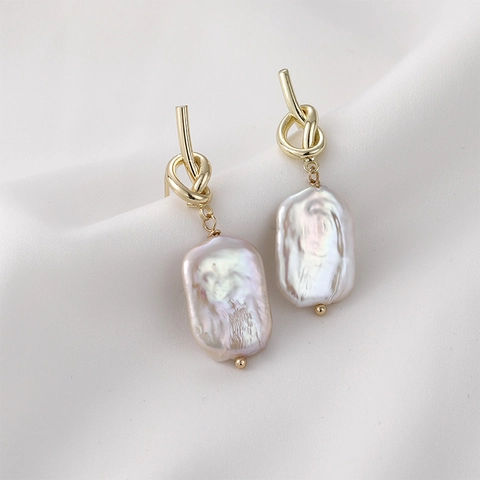 Natural Iridescent Baroque Rectangle Freshwater Pearl Beads For DIY Jewelry Making Handmade Earring Bracelet Supplies Metallic Luster Pearl