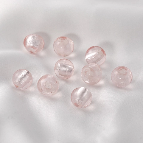 Colored Glaze Round Glass Beads With Silver Foil For DIY Jewelry Making Bracelet Necklace Handmade Craft Loose Beads