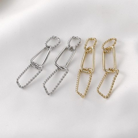 14K Gold Plated Copper Twisted Rectangular Chain Links For DIY Earrings Necklace Bracelet Jewelry Making Accessories Material