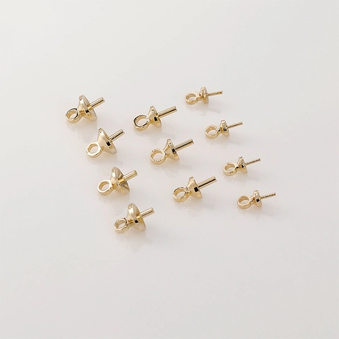 Copper 14K Gold Plated Cup And Peg Pendant Bails For Pearl Beads DIY Necklace Bracelet Jewelry Making Findings Connectors