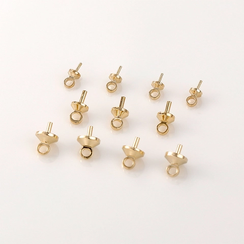 Copper 14K Gold Plated Cup And Peg Pendant Bails For Pearl Beads DIY Necklace Bracelet Jewelry Making Findings Connectors