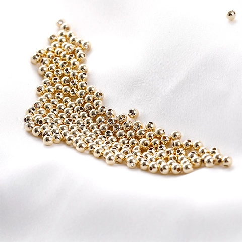 Real Gold Plated Alloy Round Loose Beads Metal Spacer Beads For DIY Jewelry Making Necklaces Bracelets Earring Components