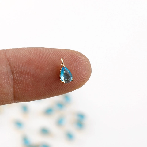 14K Gold Plated Copper Mini Water Drop Zirconia Pendants For Necklace Earring DIY Jewelry Making Elegant Teardrop Charms