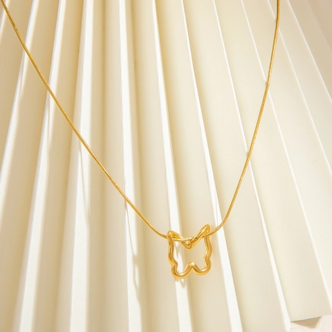Edelstahl Schmetterling Anhänger Halskette Für Damen Luxus 18K Vergoldet Minimalistische Schlangenkette Schmuck Elegantes Geschenk