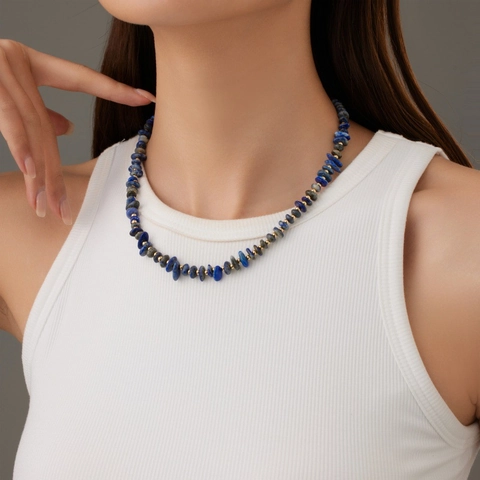 Boheemse Onregelmatige Natuursteen Roestvrij Stalen Ketting Gouden Hart Kunstparelmoer Hanger Ketting Armband Sieraden