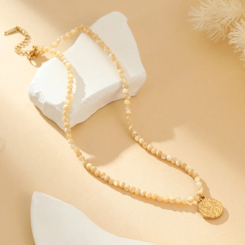 Roestvrij Staal Schelpkraal Ketting Met Zirkonia Hanger En 925 Sterling Zilver Natuursteen Armband Vrouwen Sieraden