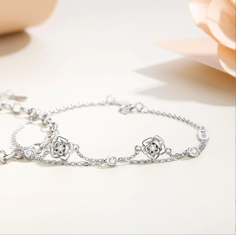 Gothisches Kupfer Rose Dornen Armband Für Damen Herren Minimalistisch Schwarz Zirkonia Stern Doppellagig Verstellbar Schmuck
