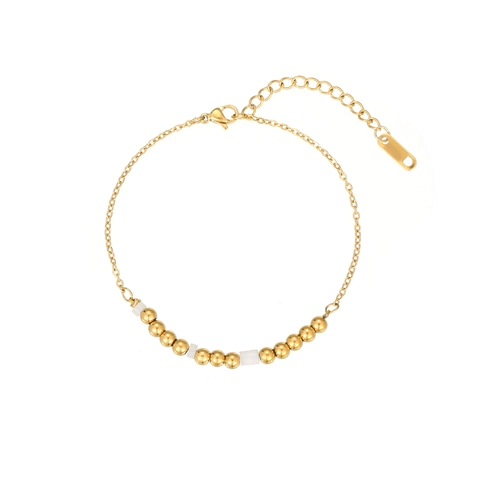 Morse Code Stainless Steel Beaded Bracelet For Women Adjustable Gold Plated Minimalist Star Round Plaque Jewelry Gift