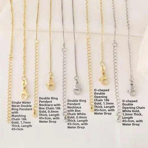 Eco Friendly Copper Chain Necklace For Women Gold Platinum Plated Box Link O Shape Water Wave Chain Jewelry DIY Accessories