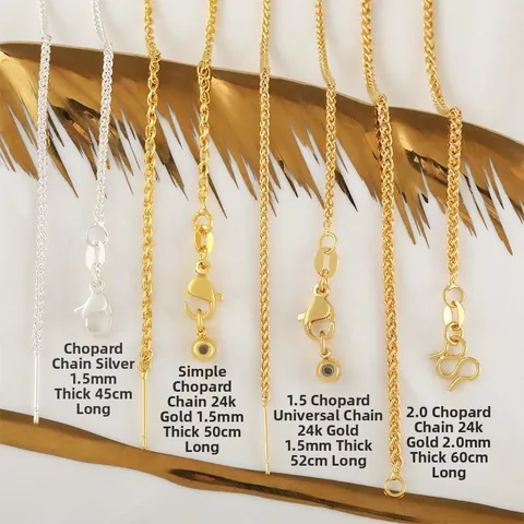 18K Gold Plated Copper Chopin Chain Necklace For Women Men Adjustable Needle Slide Pin Wheat Chain DIY Jewelry Accessory