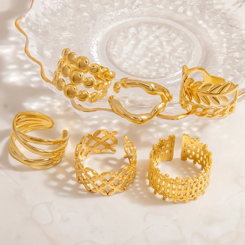 Minimalistische Edelstahl Offene Ringe Für Damen Elegant Unregelmäßig Geometrisch Verstellbar Fingerring Hohe Qualität Modeschmuck Zubehör