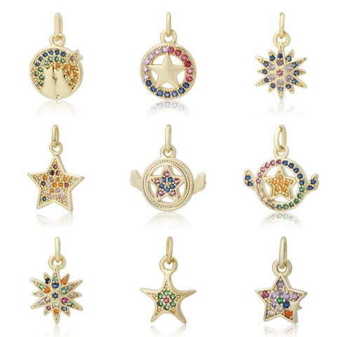 Pendente Geometrico in Zirconia a Forma di Cuore e Animale Intarsiato in Rame Galvanizzato Accessori per Gioielli Fai-Da-Te Ciondoli per Collane e Bracciali