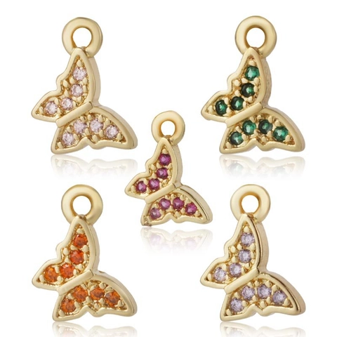 Ciondolo Farfalla in Rame Con Micro Zirconia Solo Senza Catena Placcato Oro Ape Stella Ciondoli per Collane Fai Da Te