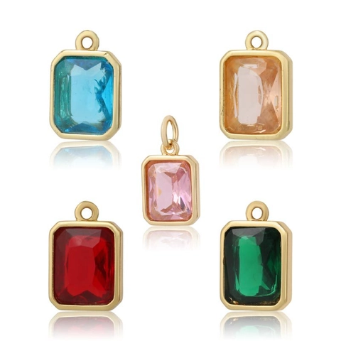 Ciondoli in Rame Vintage Francese a Cuore Quadrato a Goccia d'Acqua con Strass per Donna Accessori per Collana Fai-da-te Gioielli Versatili