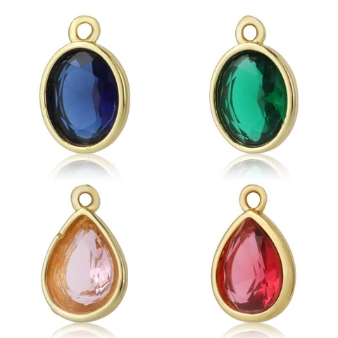 Ciondoli Geometrici in Rame con Strass Triangolo Ovale Goccia d'Acqua Ciondoli in Cristallo Colorati per Fai da Te Gioielli Donna