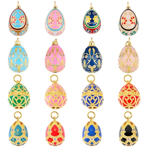 Ciondolo a Forma di Uovo in Stile Fabergé in Rame e Smalto Intarsiato con Strass Ciondoli a Forma di Uovo di Pasqua Russo per Fai da Te Gioielli