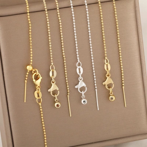 DIY Αλυσίδα με Σφαιρίδια Κολιέ Χαλκός Επιχρυσωμένος 18K Ρυθμιζόμενο Slider Needle Choker Για Μενταγιόν Γυναικεία Κοσμήματα