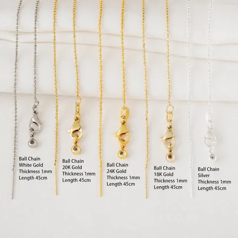 DIY Αλυσίδα με Σφαιρίδια Κολιέ Χαλκός Επιχρυσωμένος 18K Ρυθμιζόμενο Slider Needle Choker Για Μενταγιόν Γυναικεία Κοσμήματα