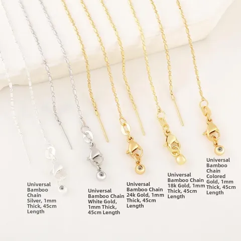 Bamboo Joint Adjustable Pin Chain Necklace 18K Gold Plated Copper For Small Hole Artificial Pearls Beads DIY Jewelry Making For Women