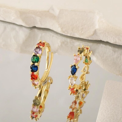 Vintage Palace Style Zirconia Inlaid Adjustable Copper Rings For Women Fashion Geometric Open Finger Jewelry Accessory