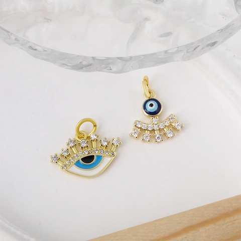 Copper Evil Eye Pendant DIY Jewelry Making Accessories With Rhinestone And Enamel Vintage Sweet Style Women Pendants