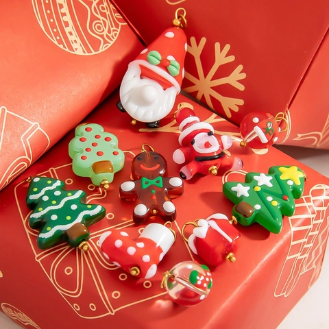 Christmas Stainless Steel Alloy DIY Pendant Accessories Santa Claus Gingerbread Man Xmas Tree Jewelry Making Findings